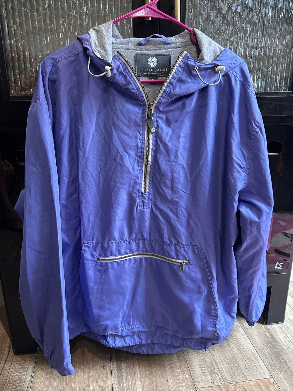 Lauren James Purple Pullover Rain Anorak with Gray Hood Lining